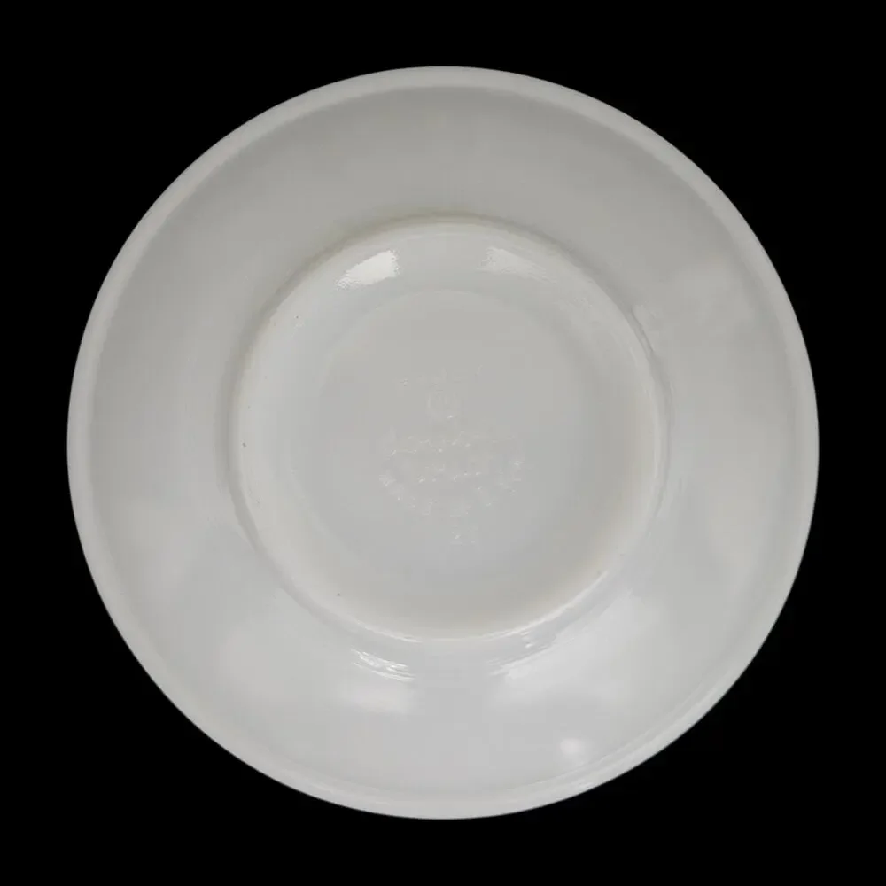Vintage PYREX Restaurant Ware Green Band White Milk Glass Saucer